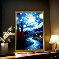 Marco De Fotos Pintura LED Luz Nocturna Lámpara De La Luna Van Gogh Cielo Estrellado Arte Para La Pared Decoración De Habitación Regalos Para Amigos - details 2