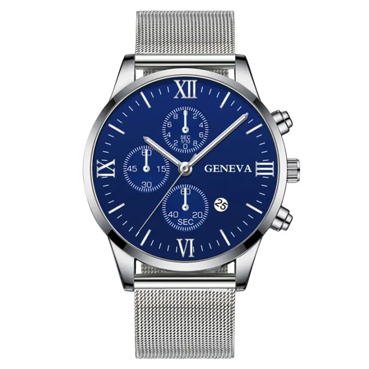Reloj para Hombre con Estilo Romano y 3 Subesferas - Correa Milanés de Alta Durabilidad - Precisión Suiza - 1