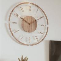 Reloj de pared Moderno, Reloj de pared Creative de Madera Grande de 12 pulgadas para dormitorio, Reloj de pared Silencioso sin TicTac a cateria, reloj de pared Redondo simple Decoración Para Sala de estar Oficina (Madeira) - details 4
