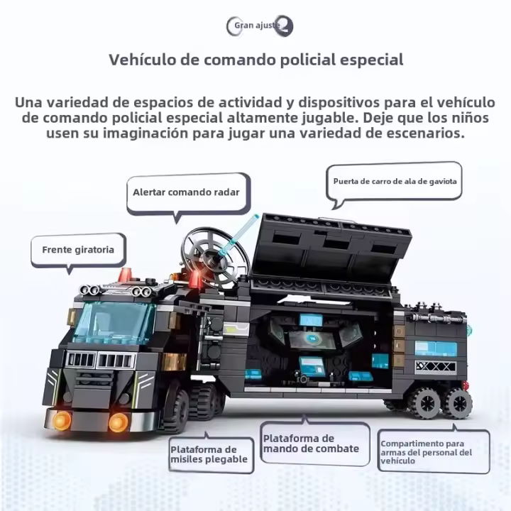1000PCS Bloques De Construcción De Estación De Policía De La Ciudad Camión SWAT Figura Militar WW2 Para Niños Juguetes Educativos Compatible Con Lego ABS No Tóxico - 1
