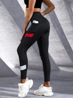 Leggings De Yoga Para Mujer Con Banda Alta Y Bolsillos Lado Colorblock Malla Control De Abdomen Leggings Modelantes Para Ejercicio - details 6