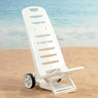 Silla de playa blanca de plástico con ruedas Aktive, plegable  y fácil de transportar, medidas 31x66x84cm. - details 1