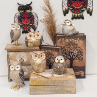 CAPRILO REGALOS & DECORACIÓN Figura Decorativa de Resina "Buho Pico Dorado ". Adornos y Esculturas. Regalos Originales. Decoración Hogar. 8 x 7 x 14 cm. - details 4