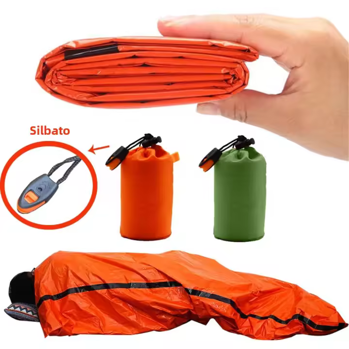 Bolsa De Sueño De Sobrevivencia Emergente Portátil Impermeable Para Camping Al Aire Libre Equipamiento De Primeros Auxilios Kit De Rescate Mylar Blanket - 1