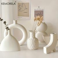 Vaso De Cerámica Nórdico Donut Hueco Para Flores Decoración De Sala De Estar Oficina Y Escritorio Regalo Accesorios Interiores - details 1