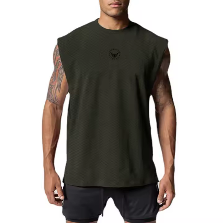 Men Bodybuilding Training Tank Top Gym Casual Sport Clothing Mesh Breathable Quick Dry Sleeveless Vest Fitness Workout Loose Top - 1