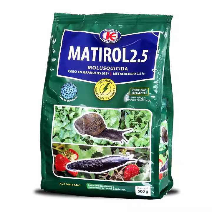 matirol 2.5,molusquicida cebo en granulos , anti babosas, caracoles y limacos, bolsa 500 gramos - 1