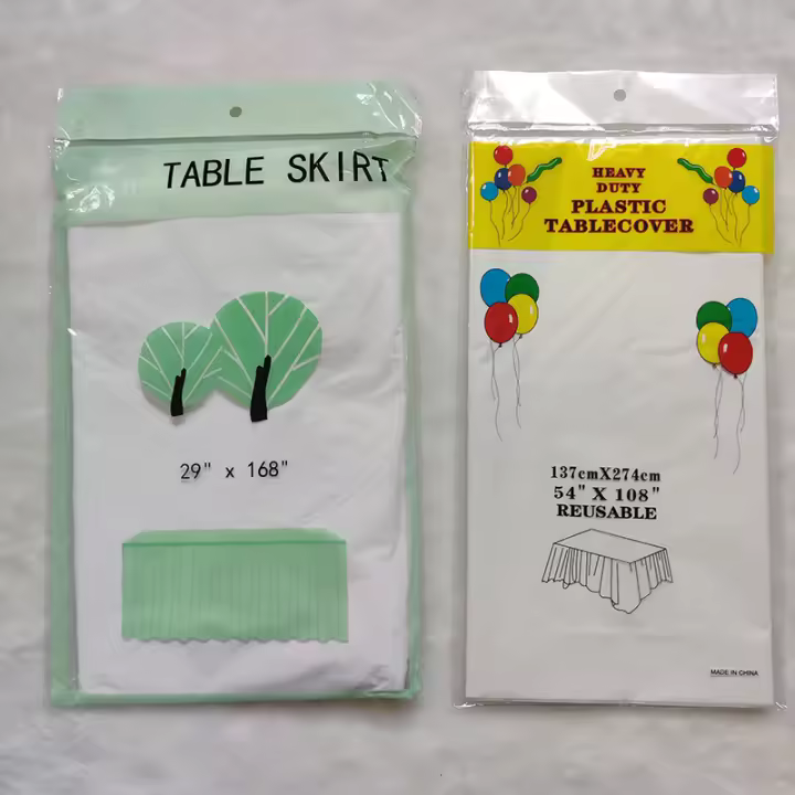 Juego De 2 Piezas De Falda De Mesa Desechable PEVA Impermeable Y Antiaceite Para Fiestas De Cumpleaños Y Bodas Decoración De Mesa - 1