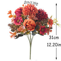 Rosa De Otoño Artificial Daisy Bouquet Para Boda Decoración De Jardín Navidad Vases Hogar Sala De Estar Mesa Plantas Falsas Regalo - details 1