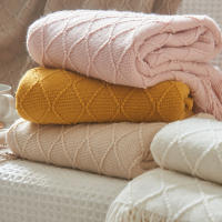 Manta De Terciopelo Texturizado Nórdico Para Sofá Y Decoración De Cama Con Borlas Manta De Viaje Azul Estilo Rústico Farmhouse - details 6