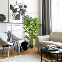 HOMCOM Árbol de Bambú Artificial 160 cm Planta Artificial con 975 Hojas y Maceta Planta Artificial Decorativa para Interior Hogar Salón Oficina Verde - details 1