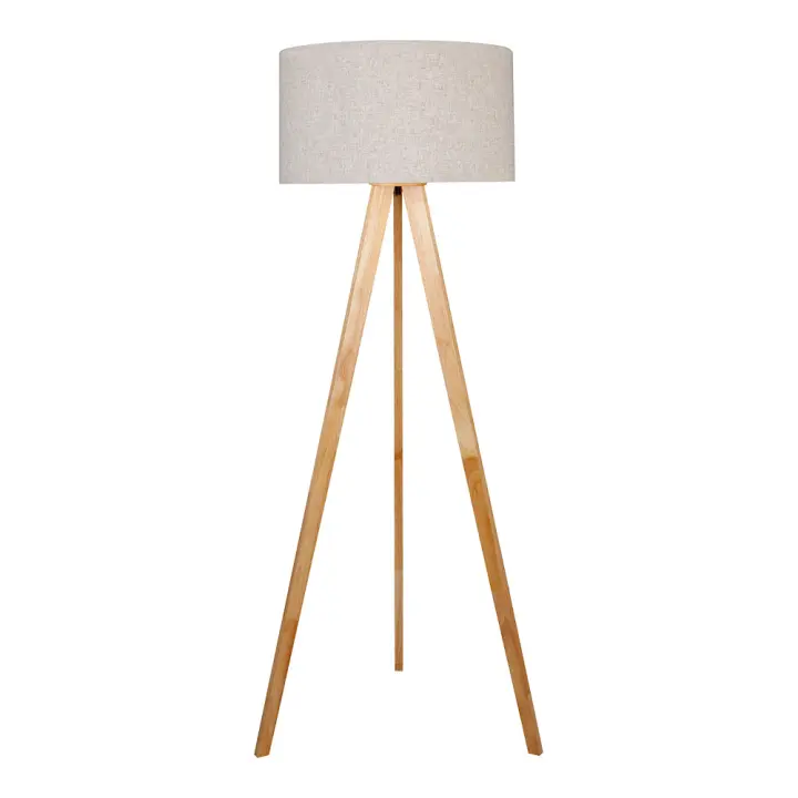 Lámpara De Pie E27 Madera Hierro Tela Ø50x150cm EDM - 1