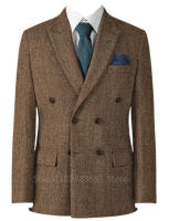 Chaqueta De Traje Para Hombre Con Cuello En Pico Y Bocadillos Solapa Doble Ajustada De Hombros Elegante Para Bodas Y Negocios - details 1