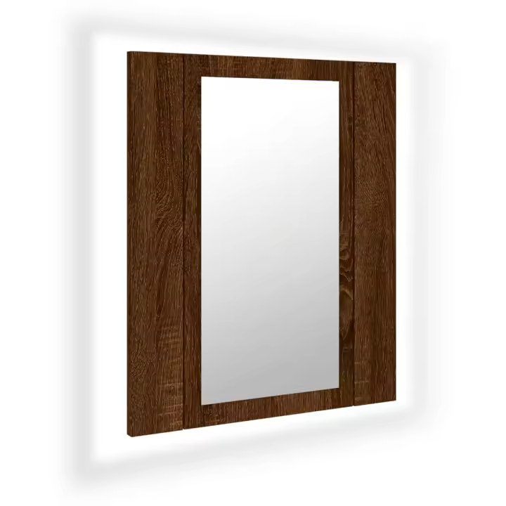 ¿Armario de BA? O WITH Espejo LED Madera Marron Roble 40x12x45 cm - 1