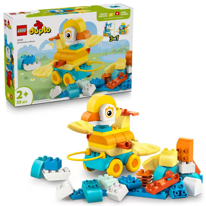 [PREVENTA] LEGO® DUPLO® Mi Ciudad Animales sobre Ruedas 3en1 Juguete de Construcción y Juego Imaginativo con 58 Ladrillos y Elementos para Crear Figuras de un Pez, un Pato y un Perro 10448 - 1