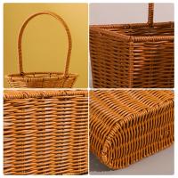 Cesta De Tejido De Imitación De Rotán Con Manija Para Decoración Del Hogar Almacenamiento De Verduras Frutas Flores - details 3