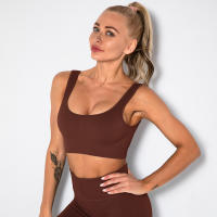 NCLAGEN Sujetador Deportivo Para Mujer Sin Aros Con Cuello En Forma De U Y Ribbed Alta Soporte Para Gimnasio Yoga Fitness Running Push up Top De Entrenamiento Secado Rápido - details 11