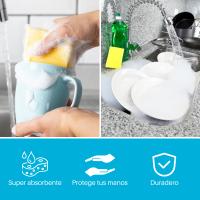 Estropajo de Cocina Ecológico para Fregar. Pack de 8 Estropajos Cocinas Resistentes y Duraderos para una Limpieza Fácil. Esponja Limpieza De Dos Lados de Larga Duración - details 0