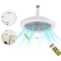 Ventilador de techo LED, 3 velocidades, con control remoto, 3 temperaturas de color, bombilla de bajo consumo superbrillante, rosca E27, ideal para sala de estar y dormitorio, ventilador de techo con cabezal móvil, color blanco. - details 0