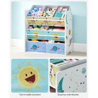 Estantería infantil con 7 cajas de tela, librería y organizador de juguetes, blanco, gris tórtola, 29,5x62,5x60 cm - details 3