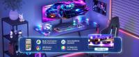 Escritorio Gaming con LED - 100x60cm Mesa de Ordenador Esport Ergonómico, Marco Z Fibra de Carbono Estable Fácil de Montar, Gancho Auriculares para Juegos Estudiar Trabajar - details 1
