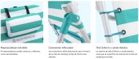 SONGMICS Silla de Playa, Silla de Camping, Silla de Exterior Portátil, con Correa de Hombro, Plegable, Respaldo Ajustable, Reposacabezas, Apoyabrazos, 2 Bolsillos Laterales, Azul y Blanco/Rojo y Blanco/Verde y Blanco - details 2