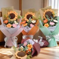 1pc Bouquet De Crochet Efun Flores Hechas a Mano Con Girasoles Y Margaritas Regalo Para San Valentín Aniversario Boda Día De La Madre Cumpleaños Decoración De Hogar - details 5