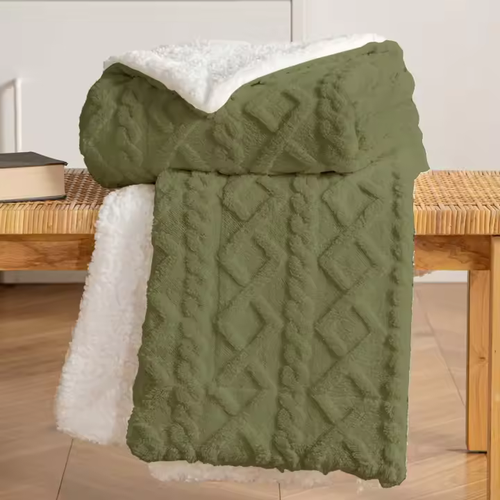 HOMESOL®  Manta Sofa de Borrego, Manta Doble Cara Franela y Sherpa, 100% Poliester, Suave y Caliente para Invierno, 130x160 160x220 220x240 - 1