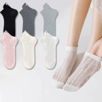 Calcetines Cortos Para Mujer Con Lazo Impreso 6/12 Pares Absorbentes De Humedad Transpirables Malla Suave Y Cómoda Para Verano - details 2
