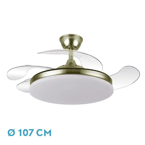 Ventilador dc trident 59w cuero 4 aspas desp 107d 6980lm reg.intensidad remoto+temporizador+memoria 3000-4000-6000k - 1