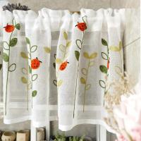 Cortinas De Cocina Lindas Con Bordado De Ladybug Cortas Para Cafe Hoteles Con Bolsillos Para Rodamiento Ventanas Translúcidas De Poliéster Coreanas - details 4