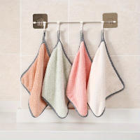 Juego De 4 Toallas De Mano De Terciopelo Coral Para Cocina 25*25cm Absorbentes Y No Desprendiéndose Toallas De Lavado De Platos De Microfibra Sólidas - details 3