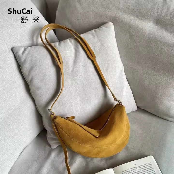 Bolso De Hombro Para Mujer De Cuero Genuino De Seda Mate Cuadrado Suelto Ondulado Invierno Otoño Bolso Cruzado Diario De Alta Gama - 1