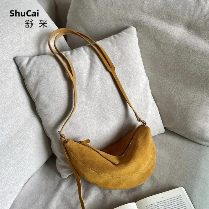 Bolso De Hombro Para Mujer De Cuero Genuino De Seda Mate Cuadrado Suelto Ondulado Invierno Otoño Bolso Cruzado Diario De Alta Gama - 1