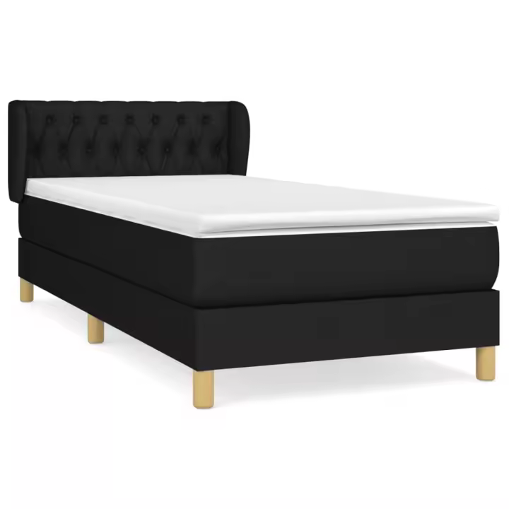 vidaXL Cama box spring con colchón tela negro 90x190 cm - 1