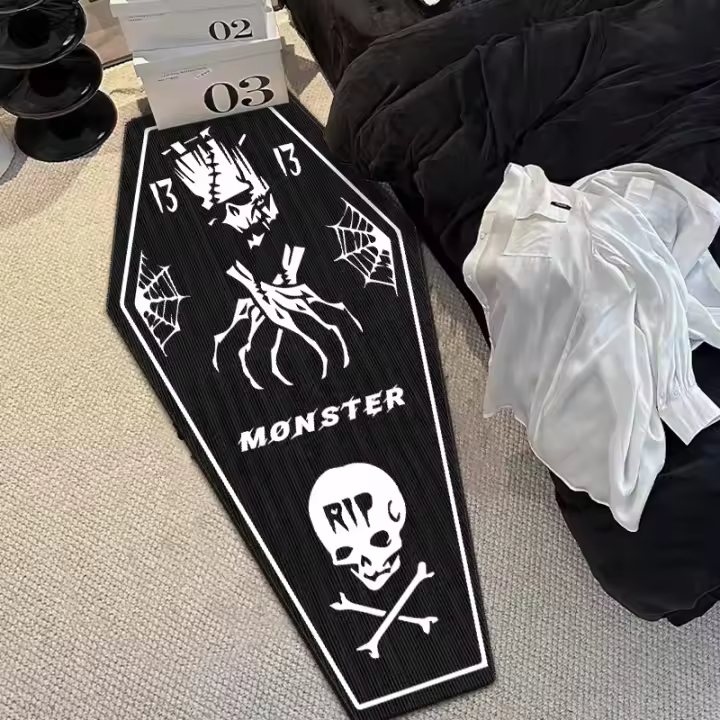 Carpetas De Piso VIKAMA Estilo Gótico De Halloween Calavera De Vampiro Lavable Y Resistente a Manchas Para Dormitorio Sala De Estar Entrada - 1