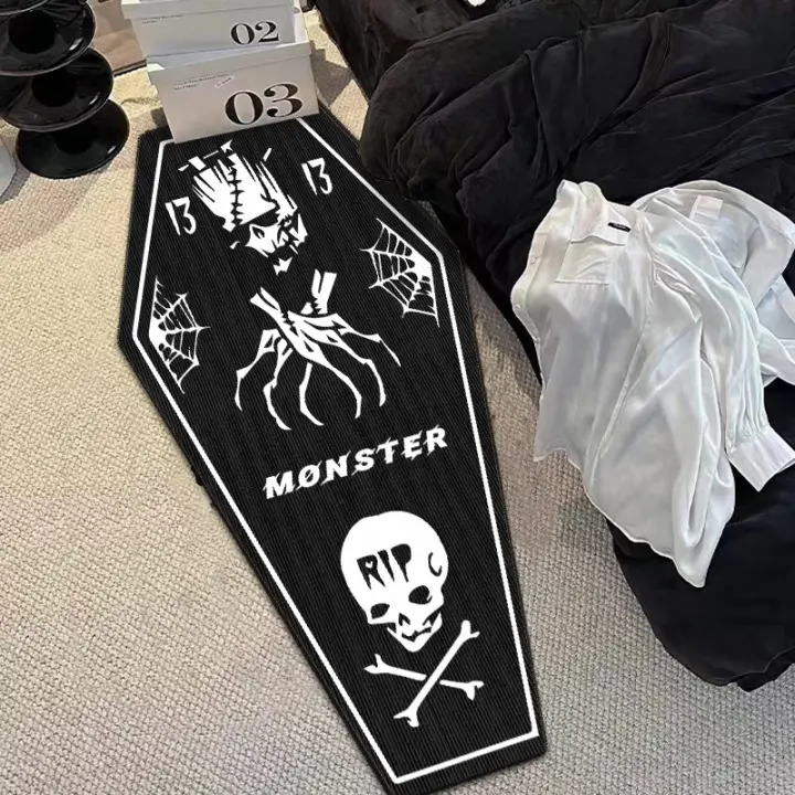 Carpetas De Piso VIKAMA Estilo Gótico De Halloween Calavera De Vampiro Lavable Y Resistente a Manchas Para Dormitorio Sala De Estar Entrada - 1