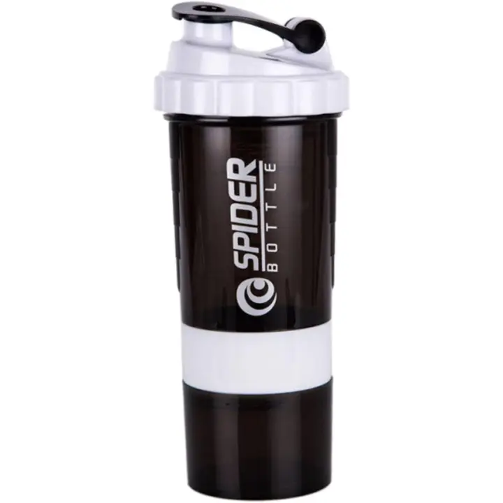 Vase mezclador de proteínas, Vase Mezclador de 3 Capas, Botella Deportiva antideslizante with bandeja para pastillas, Vase mezclador a prueba de fugas - 1