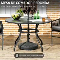Outsunny Mesa Jardín Exterior Redonda de Acero Ø115x72 cm Mesa Terraza Exterior con Tablero de listones Agujero para Sombrilla Estable Resistente a la Intemperie Fácil de Montar Negro - details 3