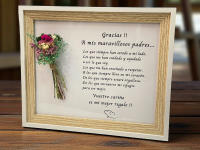 Regalo para los padres madre marco con mensaje y ramo de flores naturales preservadas y secas detalle para bodas aniversario día de la madre marco de madera con mensaje de agradecimento a nuestra madre padres - details 3