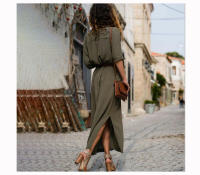 Vestido Largo Casual De Mujer Jocoo Jolee Otoño Invierno Con Botones Y Abertura Lateral Manga Larga Midi Suelto A-Line - details 8