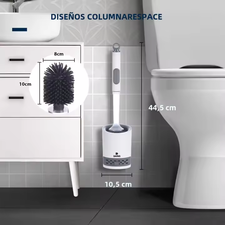 Cepillo de inodoro de silicona con PULVERIZADOR DE AGUA, mango largo de 40cm, recargable, TPR, accesorios de limpieza de baño montados en la pared - 1