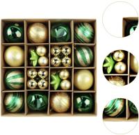 Pack 42 unds Bolas de Navidad, Exquisitas Bolas Navidad 6CM & 3CM Pintadas, Bolas Arbol de Navidad Brillantes, Juego de Bolas de Navidad Grandes Mini de dos Colores para Mezclar y Combinar (Verde, Dorado) - details 3