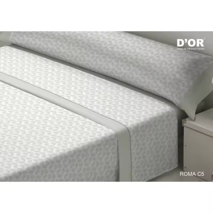 D'Or - Juego de Sábanas D'Or ROMA Gris Cama de 120 Franela - 1