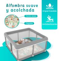JUPPLIES Parque Infantil Bebe 120x120cm + Alfombra Bebe + 2 Agarraderas – Corralito Bebe con Malla Transpirable – Parque de Juegos Bebe Plegable con Puerta Lateral – Playpen Bebe - details 0