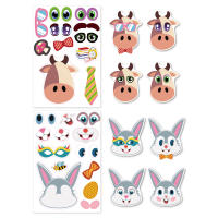 12 Hojas De Pegatinas 'Make a Face' Para Niños DIY Educativo Juguete De Reconocimiento Y Formación Animal - details 4