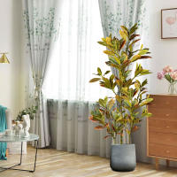 Gran Árbol De Fico Artificial De 120cm Planta Tropical Falsa Con Hojas De Otoño Para Decoración De Jardín Y Hogar Material De Plástico Y Seda - details 3