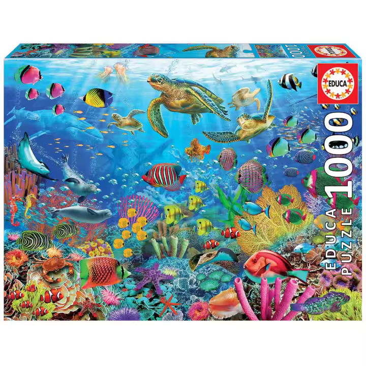 Educa - Puzzle de 1000 Piezas  Tortugas en el Paraíso. Incluye Pegamento Fix Puzzle. + 14 años Educa 19266 - 1