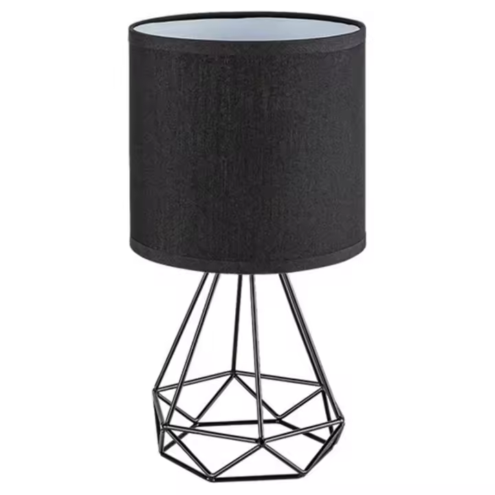 Lampara Mesa Metal Negro E14 Tela Estilo Industrial KINGA  RABALUX - 1