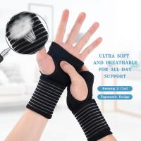2 Pack Elastic Wrist Support with Strap, Adjustable Wrist Compression Relieves Wrist Pain,Sports Use for Men and Women, Right & Left (Black) - details 1